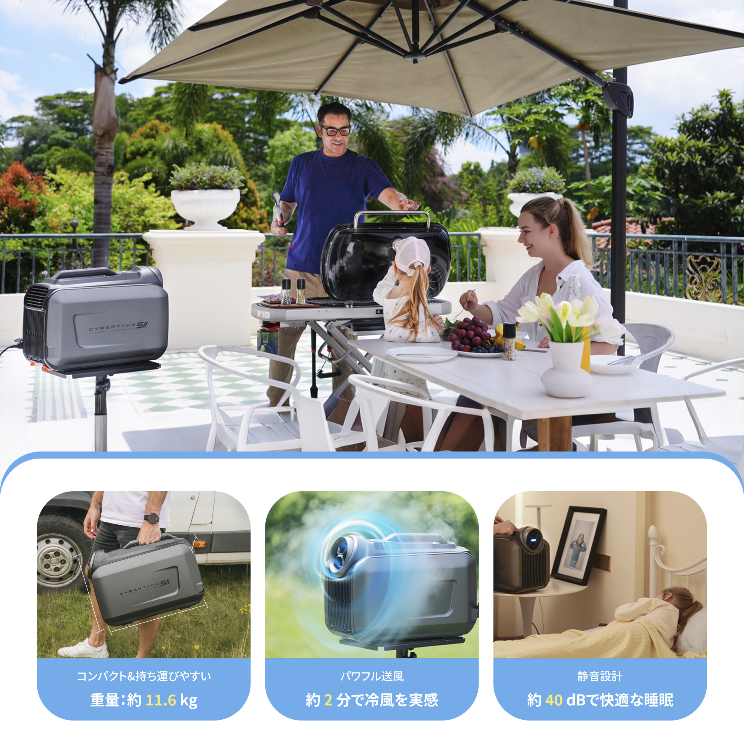 CYBERTAKE SII Pro ポータブルエアコン 匿名配送 送料無料 CYBERTAKE S2 Pro ポータブルエアコン 冷温風機 スポットクーラー 冷房