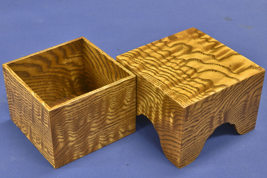 駒箱　たも杢　摺漆　吉田宏介作