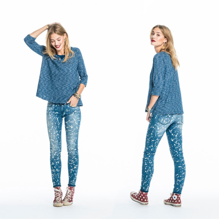 メゾンスコッチ MAISON SCOTCH 正規販売店 レディース 七分袖Tシャツ Striped indigo Tee MAISON SCOTCH メゾンスコッチ 正規販売店 レディース 七分袖T