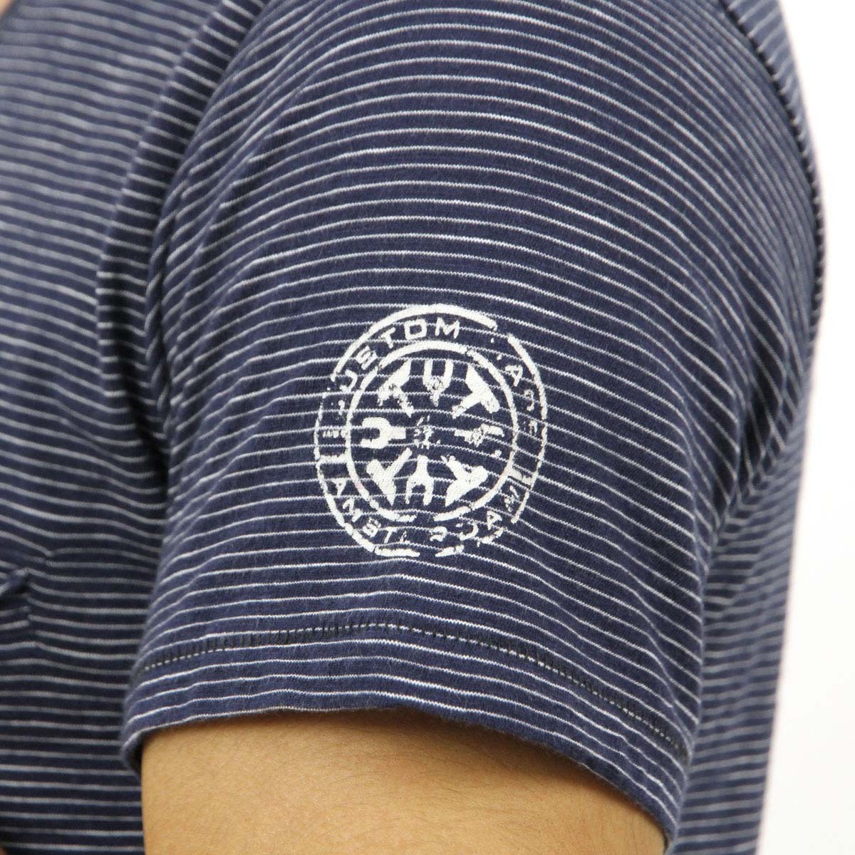 ディストレス DSTREZZED 正規販売店 メンズ 半袖Tシャツ V-NECK S/S IRREGULAR STRIPE TEE 202264 69 NAVY