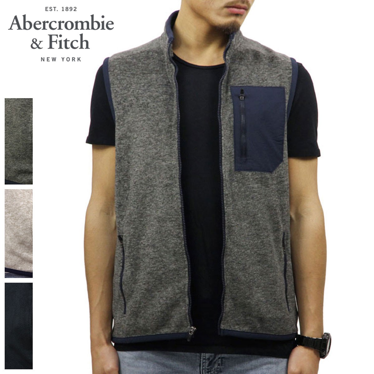アバクロンビー☆ベストジャケット Abercrombie&Fitch アバクロ メンズ Abercrombie＆Fitch 正規品