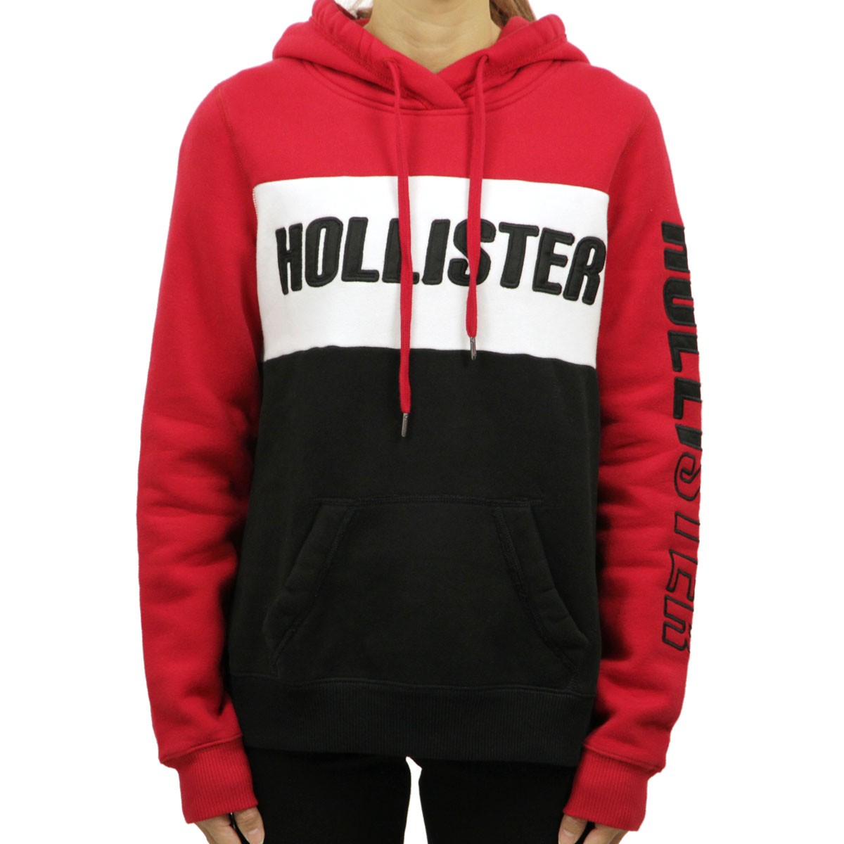 Colorblock logo hoodie outlet hollister