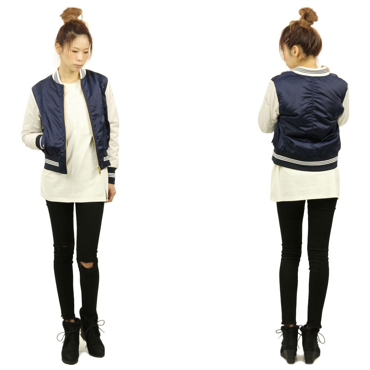 メゾンスコッチ MAISON SCOTCH 正規販売店 レディース アウター スタジャン BASIC COOL BOMBER WITH COLORBLOCKING 141372 17 51701 COMBO A D