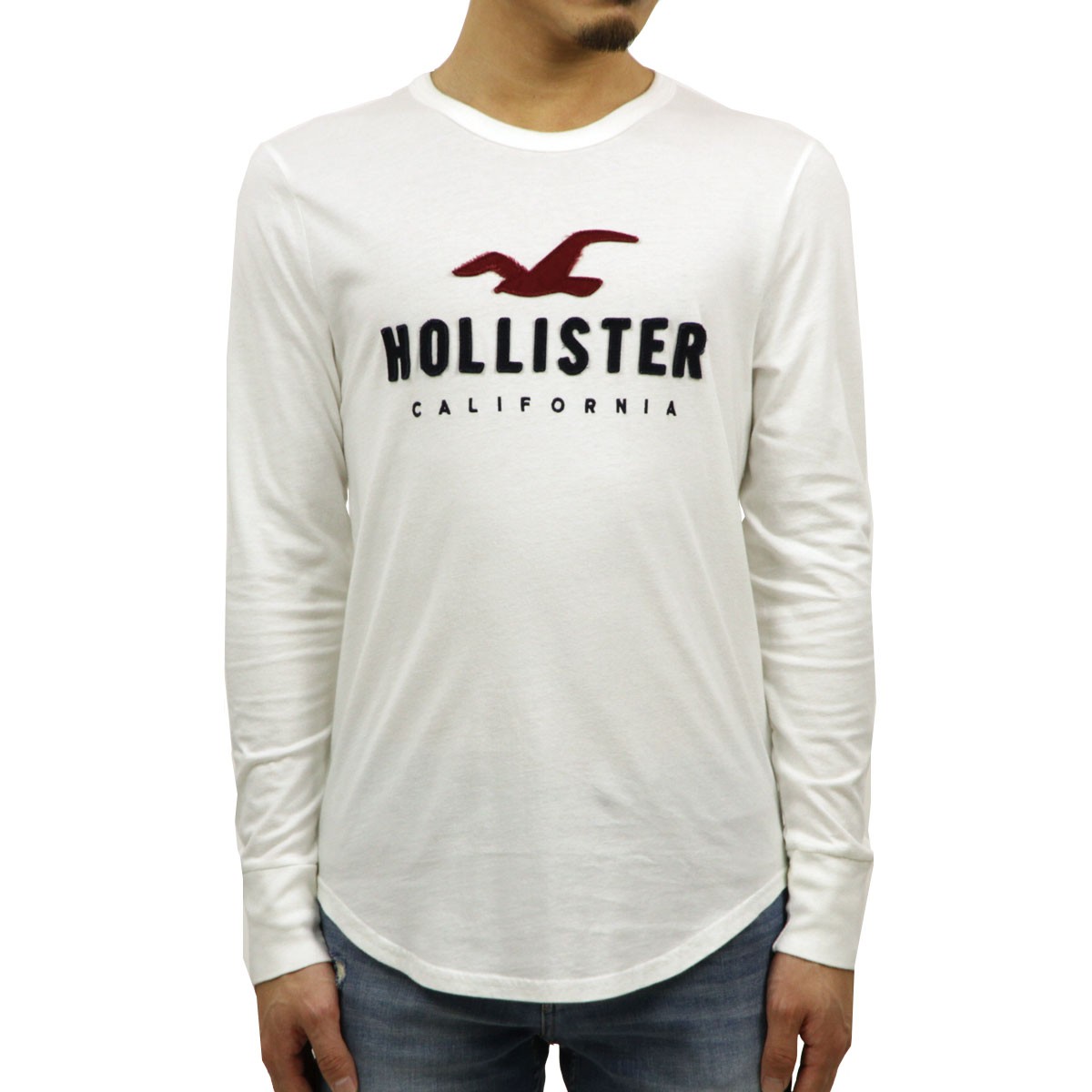 10%OFFクーポンセール 【利用期間 5/15 0:00〜5/15 23:59】 ホリスター Tシャツ HOLLISTER 正規品 メンズ クルーネック ロゴ ロンT 長袖Tシャツ カーブヘム｜mixon｜02