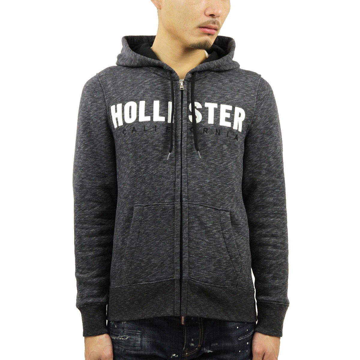 ホリスター パーカー メンズ 正規品 HOLLISTER ジップアップパーカー ロゴ Embroidered Logo Full-Zip Hoodie  322-226-0227-902