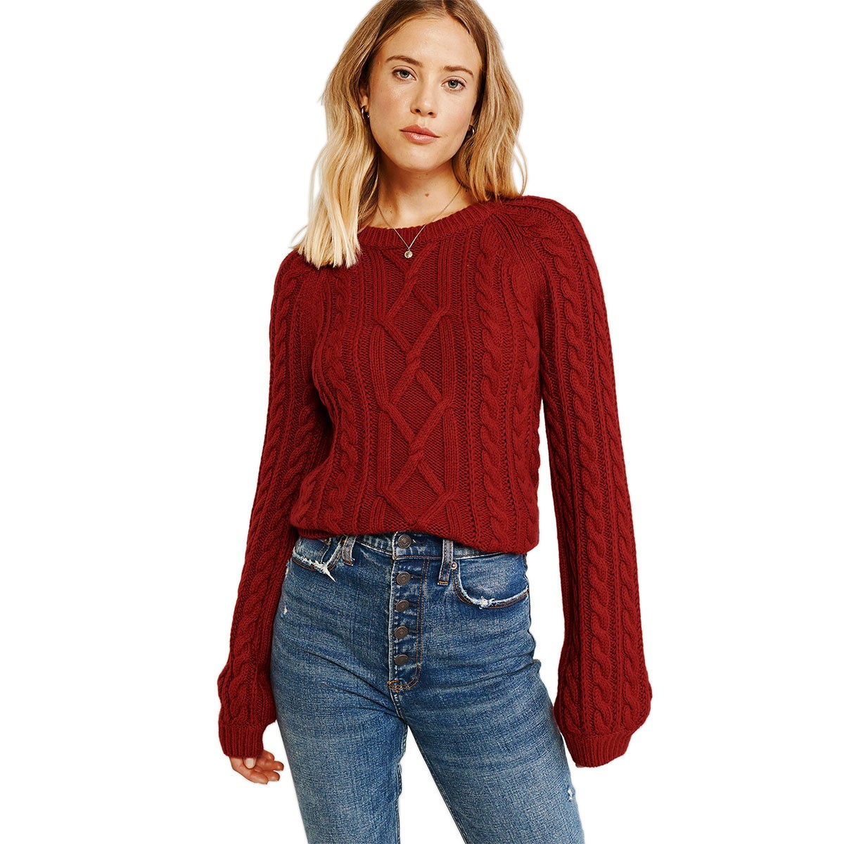 アバクロ セーター レディース 正規品 Abercrombie＆Fitch クルーネックセーター Cable Crew Sweater 150-490-1199-109 Abercrombie&Fitch 【ボーナスストア 誰でも+5% 8/3 0:00〜8/5