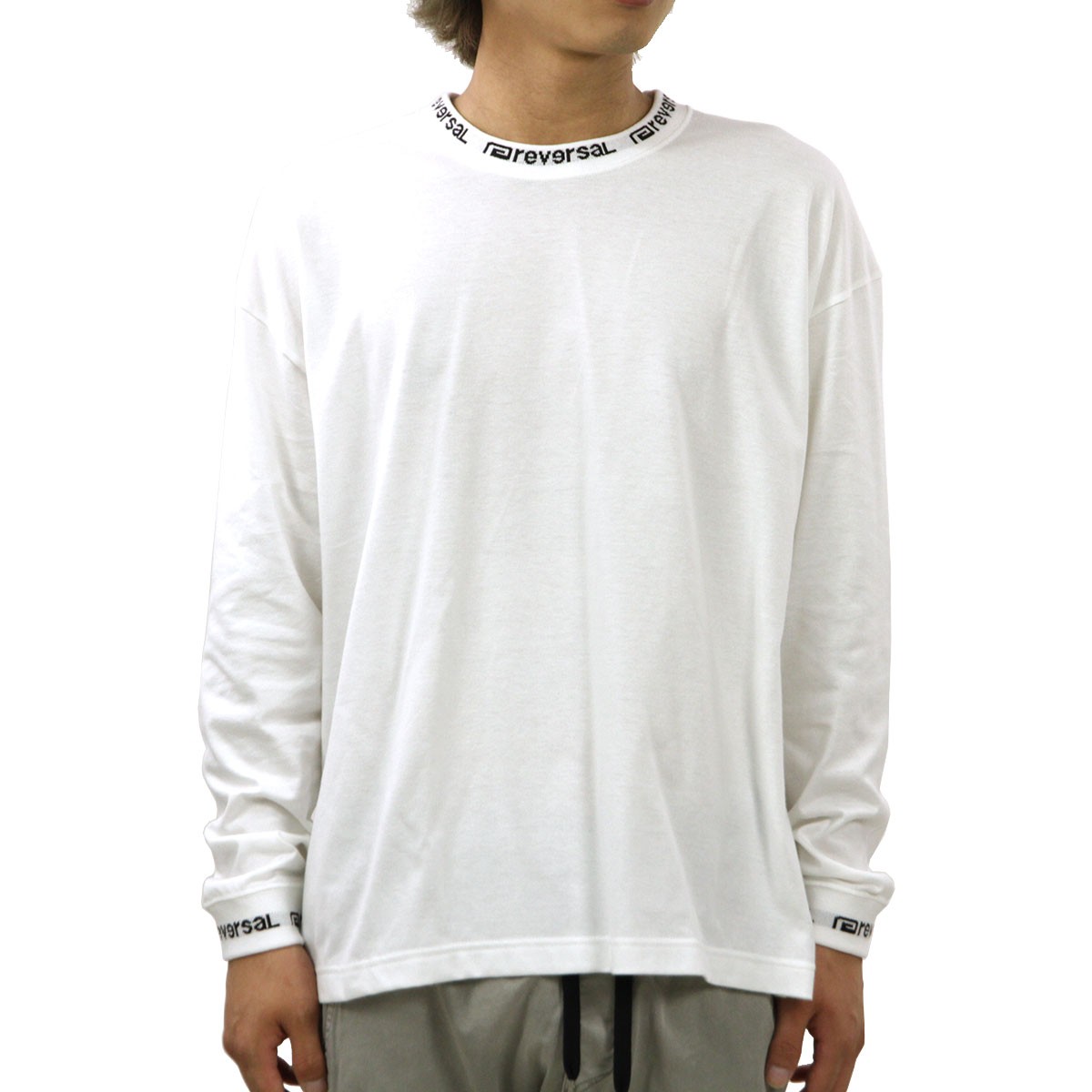 リバーサル ロンT メンズ 正規販売店 REVERSAL rvddw 長袖Tシャツ クルーネック LOGO RIB LONG SLEEVE rv20aw103