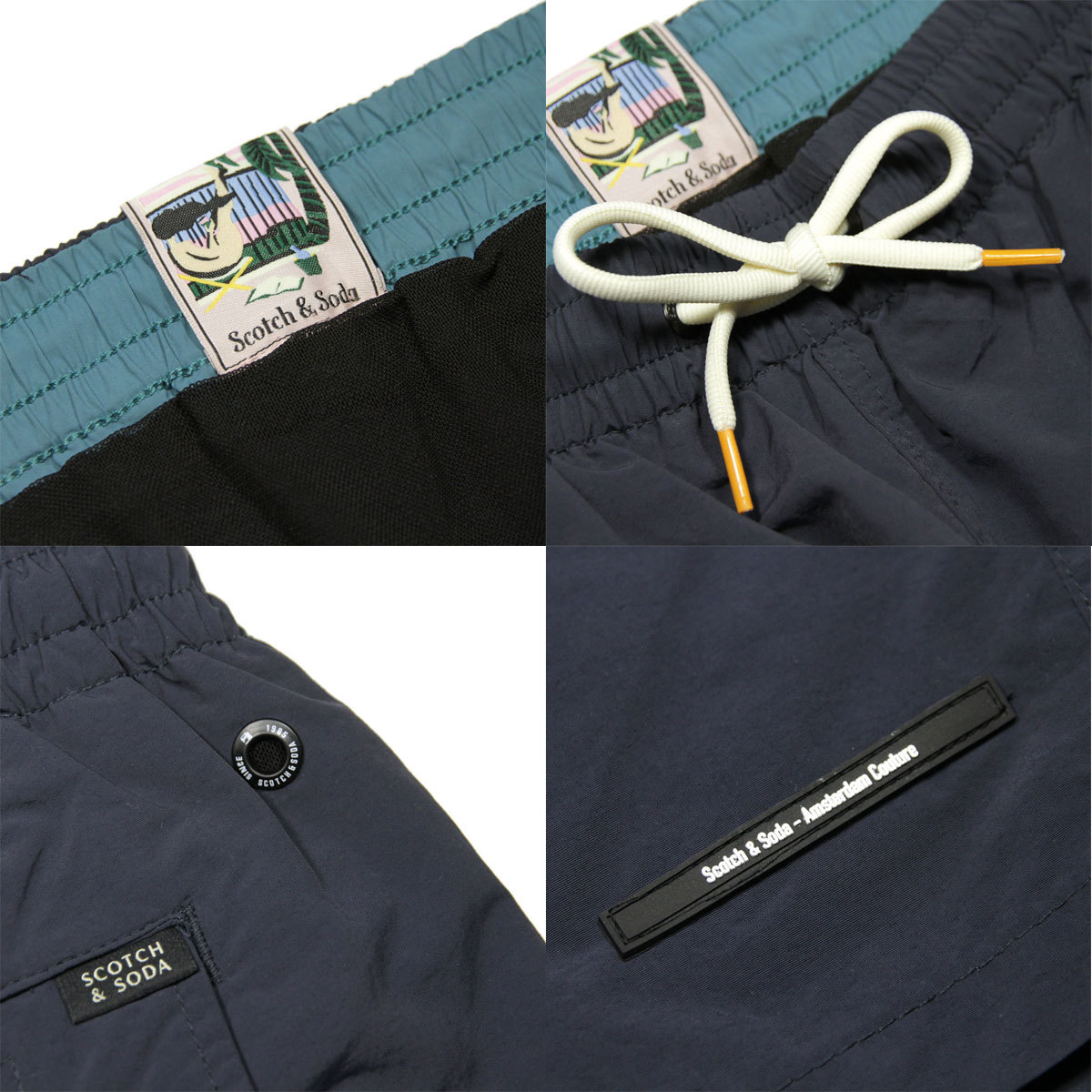 スコッチアンドソーダ 水着 メンズ 正規販売店 SCOTCH＆SODA スイムパンツ 無地 LONG LENGTH - SOLID RECYCLED NYLON SWIM SHORT PANTS 160606 0415 38605 76 GRAPHIT