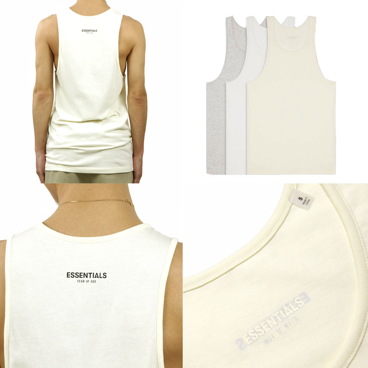 フィアオブゴッド fog essentials タンクトップ メンズ 正規品 FEAR OF GOD エッセンシャルズ 3パック タンクトップ 3枚組  FOG ESSENTIALS 3 PACK TANK TOPS