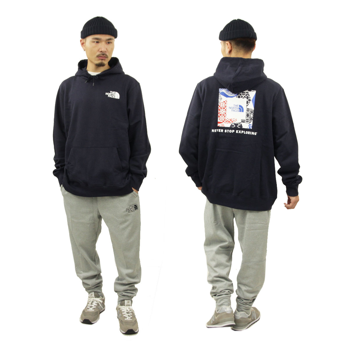 ノースフェイス パーカー メンズ 正規品 THE NORTH FACE プルオーバーパーカー BOX NSE PULLOVER HOODIE  NF0A4761 3N3 AVIATOR NAVY/TNF BLUE IC GEO PRINT