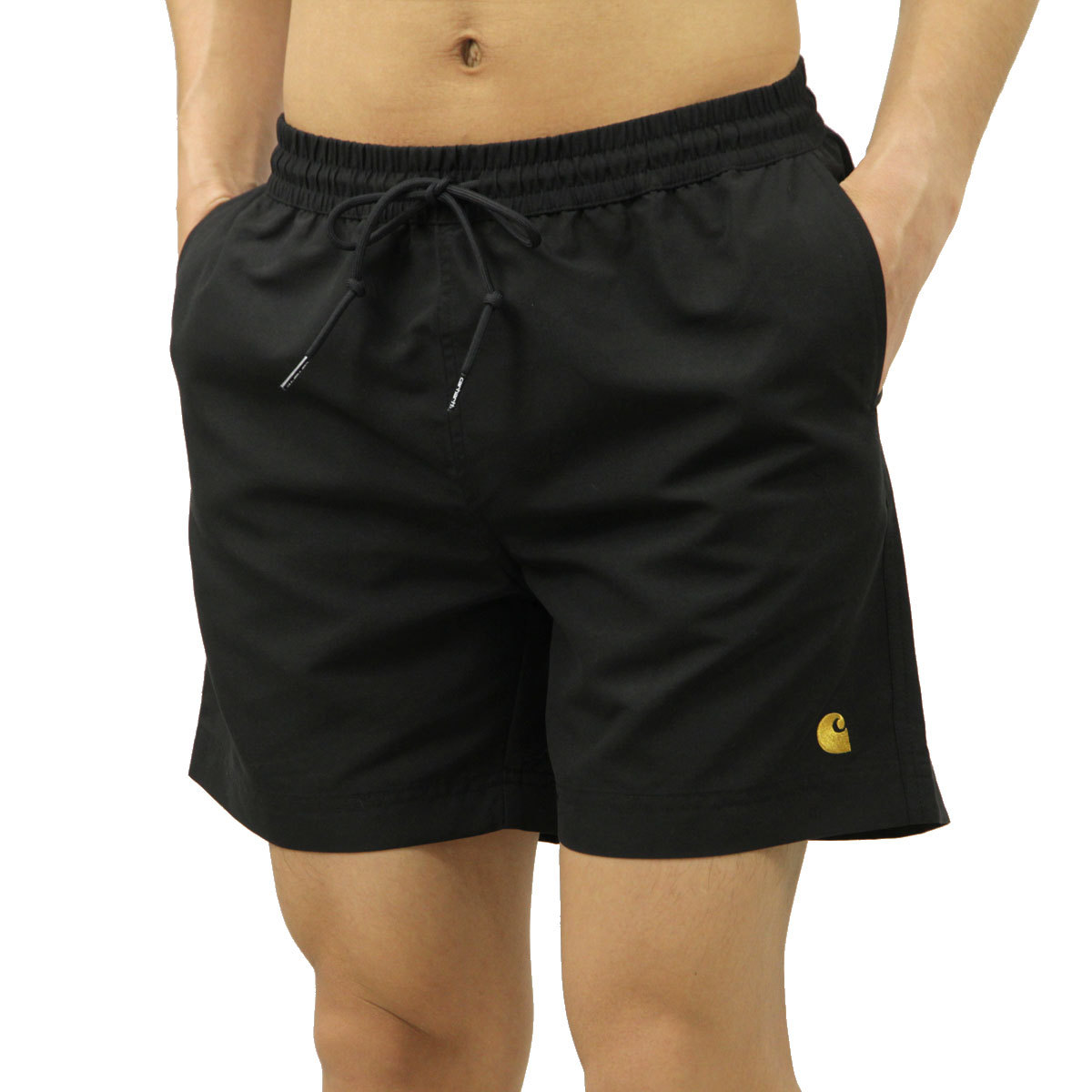 カーハート 水着 メンズ 正規販売店 CARHARTT WIP スイムパンツ ボトムス CHASE SWIM TRUNKS PANTS BLACK / GOLD I026235 89