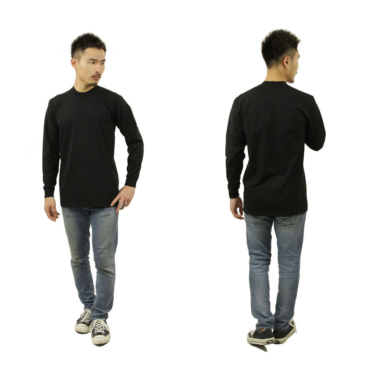 プロクラブ ロンT メンズ 正規販売店 PROCLUB 長袖Tシャツ クルーネック長袖Tシャツ HEAVY WEIGHT COTTON LONG SLEEVE CREW NECK T-SHIRT BLACK #114