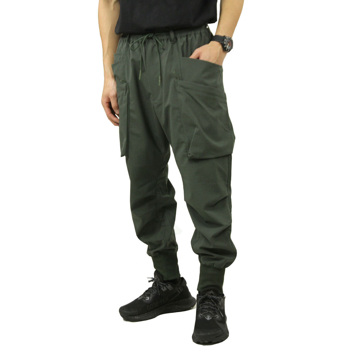 Y-3 サルエルパンツ 緑 Y-3 ワイスリー ボトムス メンズ 正規品 ナイロンパンツ カーゴ