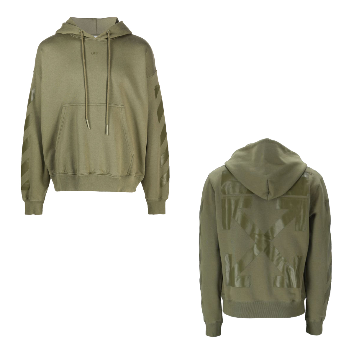 オフホワイト パーカー メンズ 正規品 OFF-WHITE プルオーバーパーカー バックプリント RUBBER ARROW OVER HOODIE  GREEN GREEN OMBB037F21FLE0075555