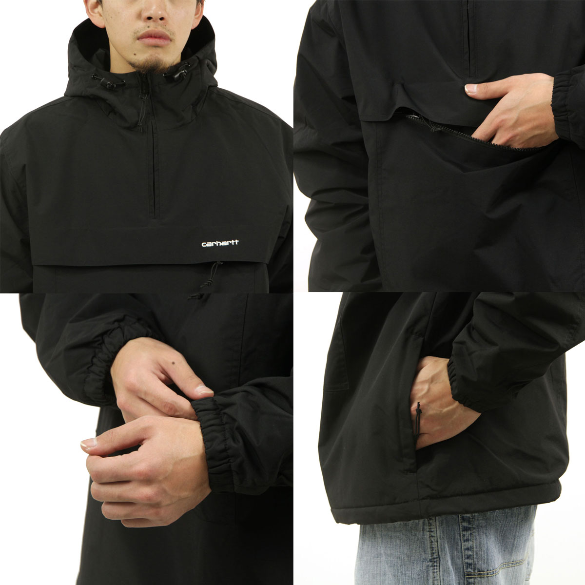 carhartt 黒 ナイロンジャケット M Carhartt カーハート メンズ ウィンドブレーカー 正規品