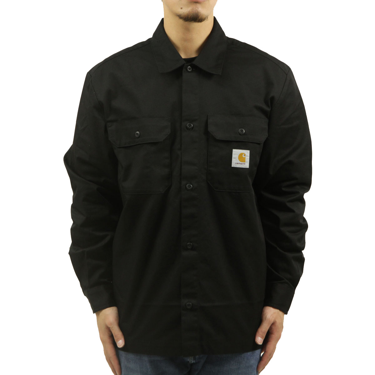 90s carhartt カーハート ブラックデニム シャツ M ボタンダウン