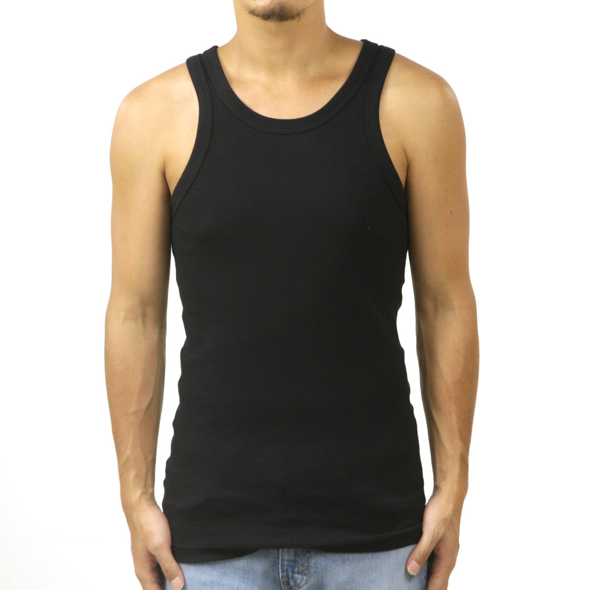 ヘインズ メンズ タンクトップ 正規販売店 Hanes ビーフィー ノースリーブ 無地 HANES BEEFY RIB TANK TOP T-SHIRT 1P HM3-R102 090 BLACK