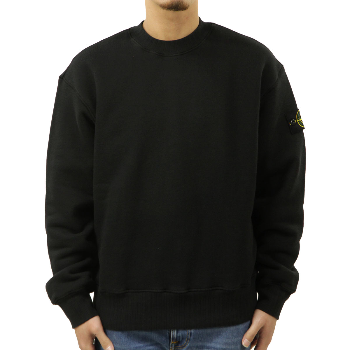 正規品STONE  クルーネック スウェット ブラック STONE ISLAND（ストーン アイランド） メンズ スウェット 正規品