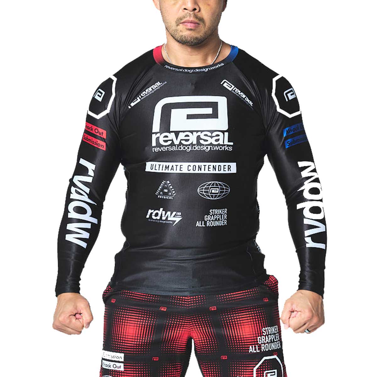リバーサル メンズ ラッシュガード 正規販売店 REVERSAL クルーネック ロゴ 長袖Tシャツ ロンT RACING LONG RASH GUARD 黒 rv26aw601 BK BLACK