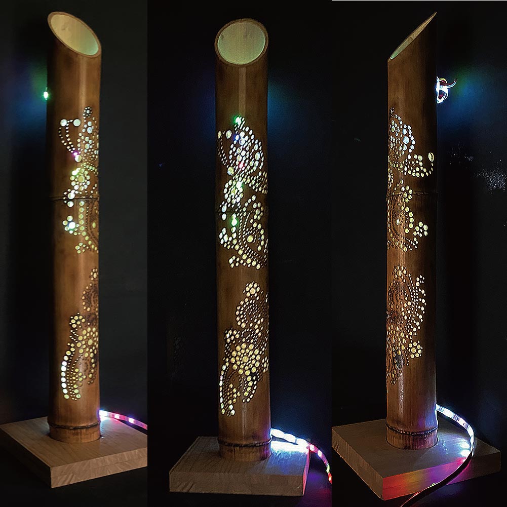 間接照明 おしゃれ 竹灯篭 野宿の灯 上州華寓夜 2節 華と蝶 竹あかり