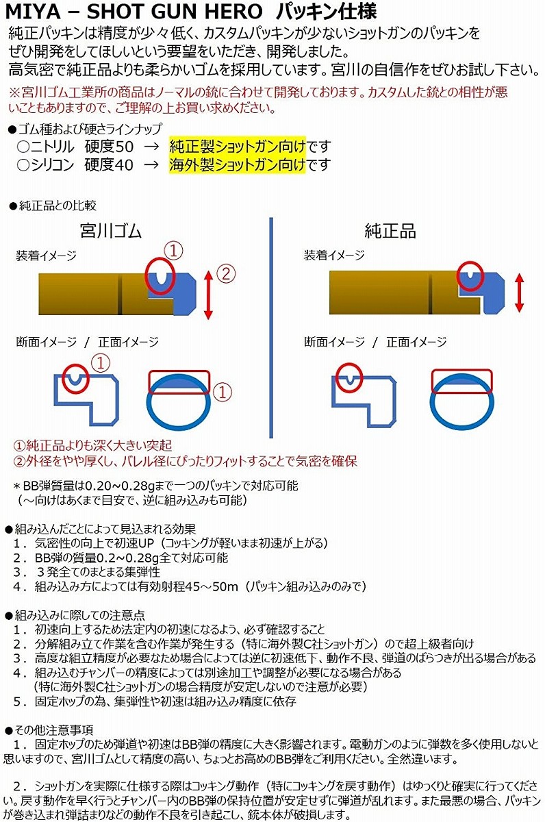 シリコン 硬度 40 ショットガン 専用 「 SHOT GUN HERO 」 (3個入り 1セット) チャンバー パッキン 製品保証6か月 宮川ゴム  [国産] : sl-40-shotgun-3-self : 宮川ゴム工業所 公式ショップ - 通販 - Yahoo!ショッピング