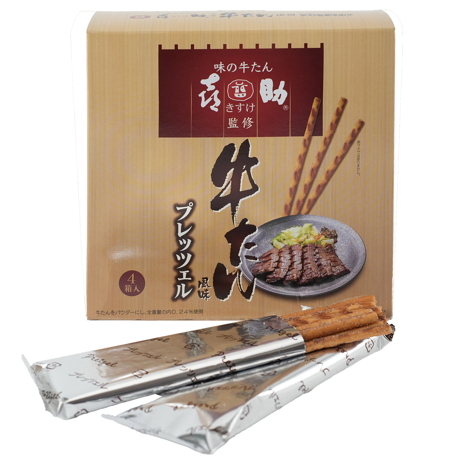 牛タン風味プレッツェル（4箱入) 個包装 1箱に2袋入り 喜助 宮城 お
