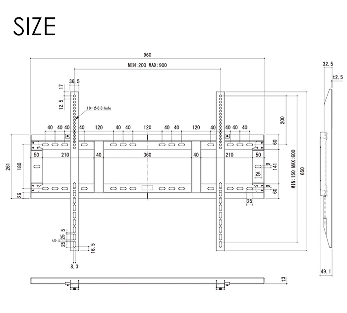 ブランド登録なし - 飾りつけ金具 テレビ受像機用 65〜100in テレビ受像機金具 飾りつけテレビ受像機 標準尺度 爆買
