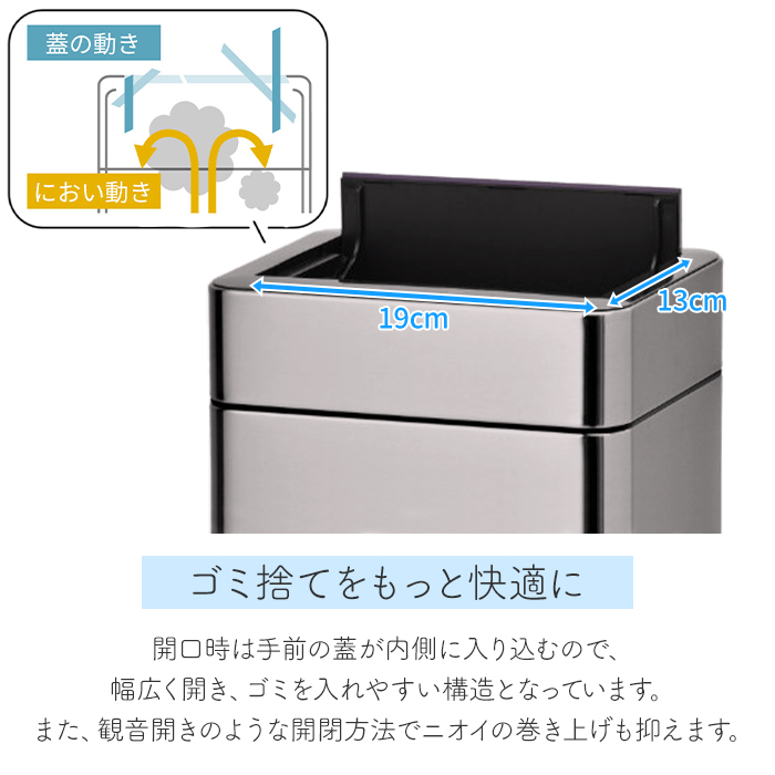 センサー式ゴミ箱 ステンレス製 自動開閉 ダストボックス 20L 静音 除