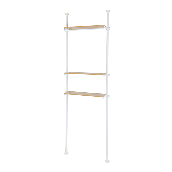 ランドリーラック 突っ張り 3段 極太パイプ ランドリー収納 洗濯機上