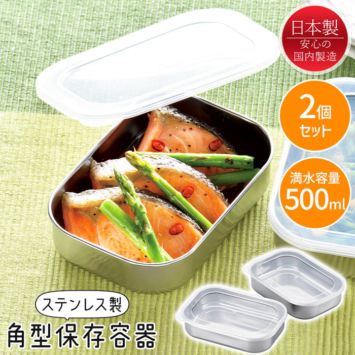 保存容器 ステンレス 日本製 角型 2個セット フタ付き ステンレス容器