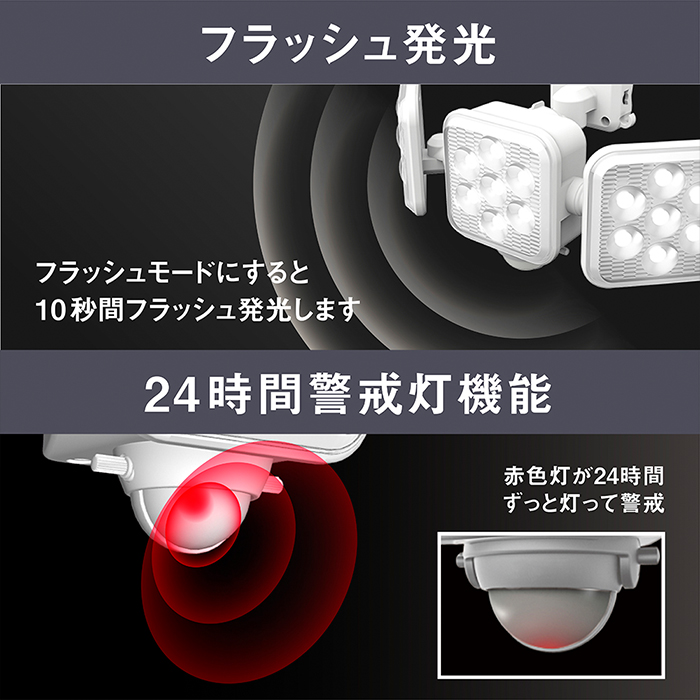 センサーライト ソーラー 5W×3灯 屋外 人感センサー フリーアーム式 LED 防犯ライト RITEX_6