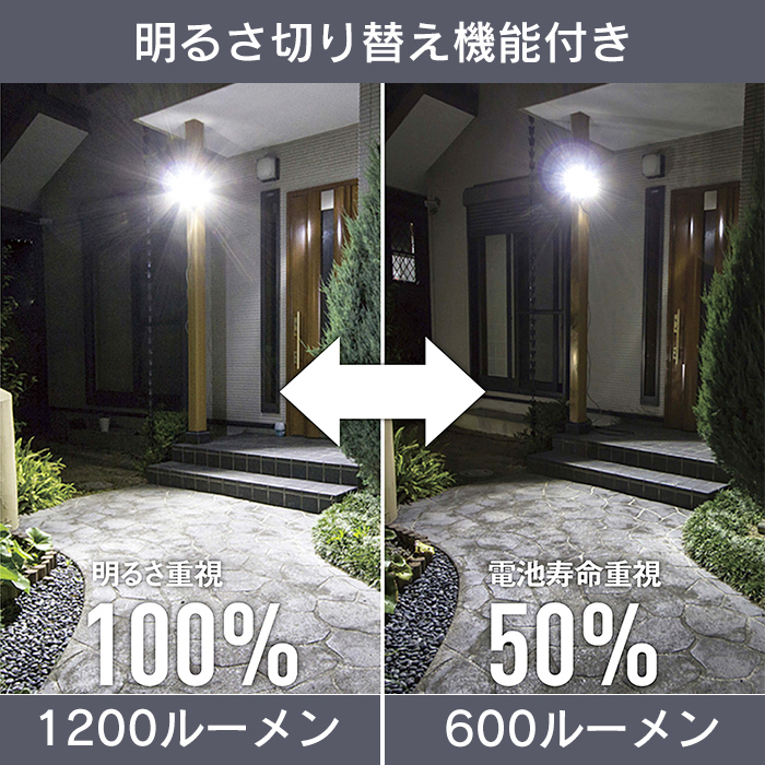 センサーライト 屋外 LED ソーラー充電 乾電池 ハイブリット 2灯タイプ フリーアーム 防犯 照明 RITEX_4