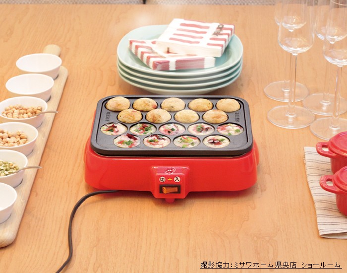 HOME SWAN たこ焼き器 着脱式 角型 電気 18穴 たこ焼きメーカー 脱着式