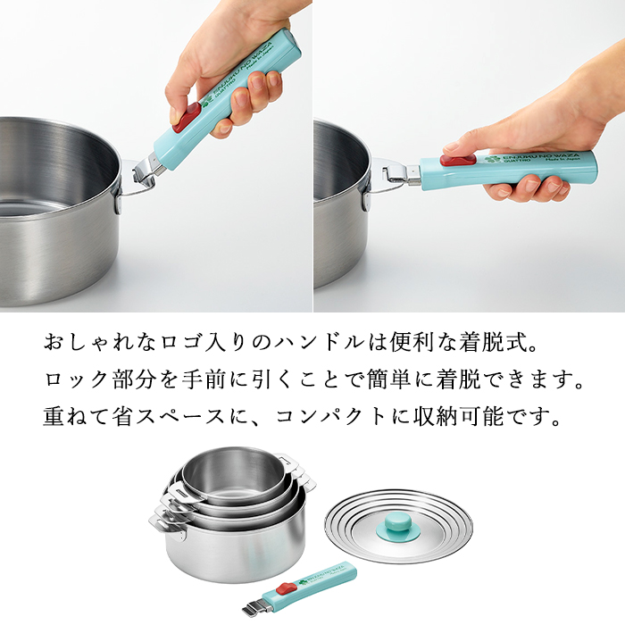 燕三条 ステンレス 鍋 20cm 18cm 【新品未使用】 ステンレス鍋 14cm 16cm 18cm 20cm 兼用蓋付き ハンドル脱着式 ガス火