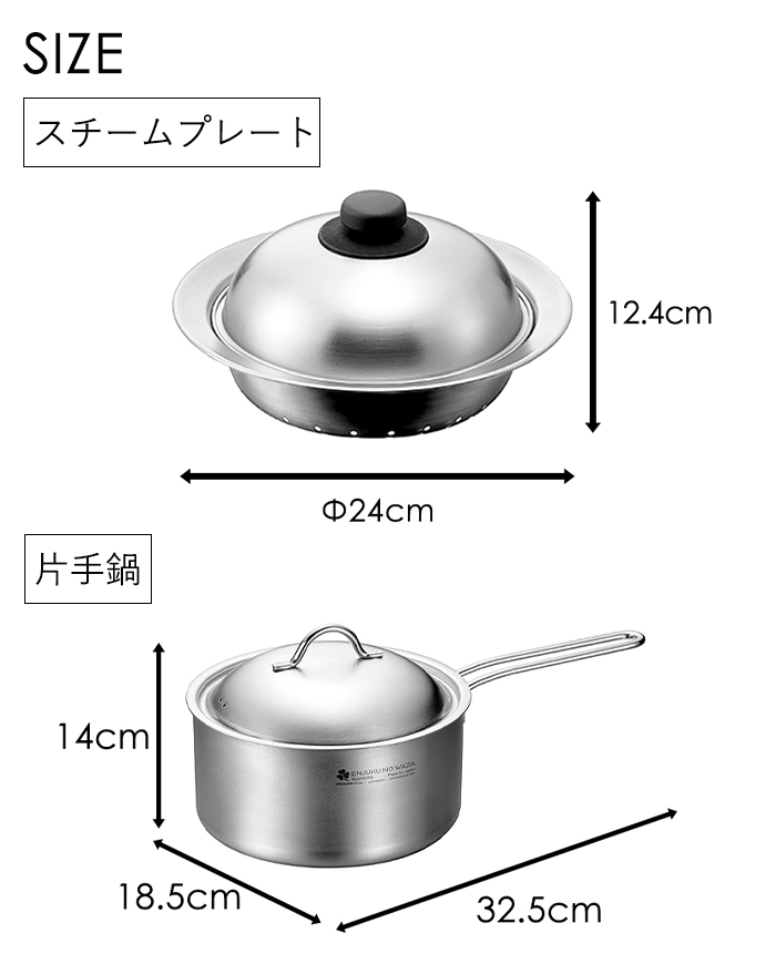 片手鍋 18cm 鍋にのせるスチームプレート 18-20cm用 セット ステンレス