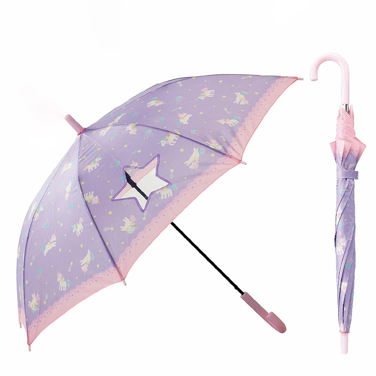 子ども 傘 長傘 55cm 60cm 雨傘 ジャンプ式 ワンタッチ 窓付き FRP骨