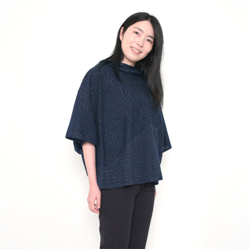 彩藍 富田織物 綿100 久留米絣風 和モダン 羽織ジャケット LL 彩藍 ゆったりしじらプルオーバー ホワイト ネイビー 白 紺 春夏秋向け