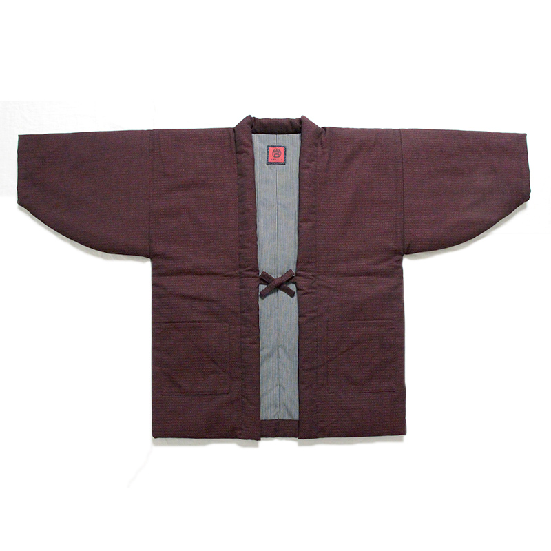 半纏 新亀甲 真綿袢天 紺 黒赤 中わた 絹100％ 絹わた 真綿 高級【通販