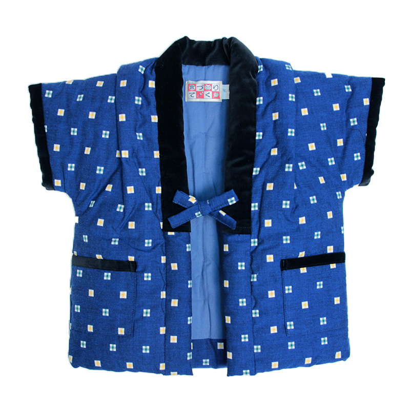 半袖半纏 こどもやっこ 綿カット柄 紺/赤 90/100/110cm 日本製 宮田