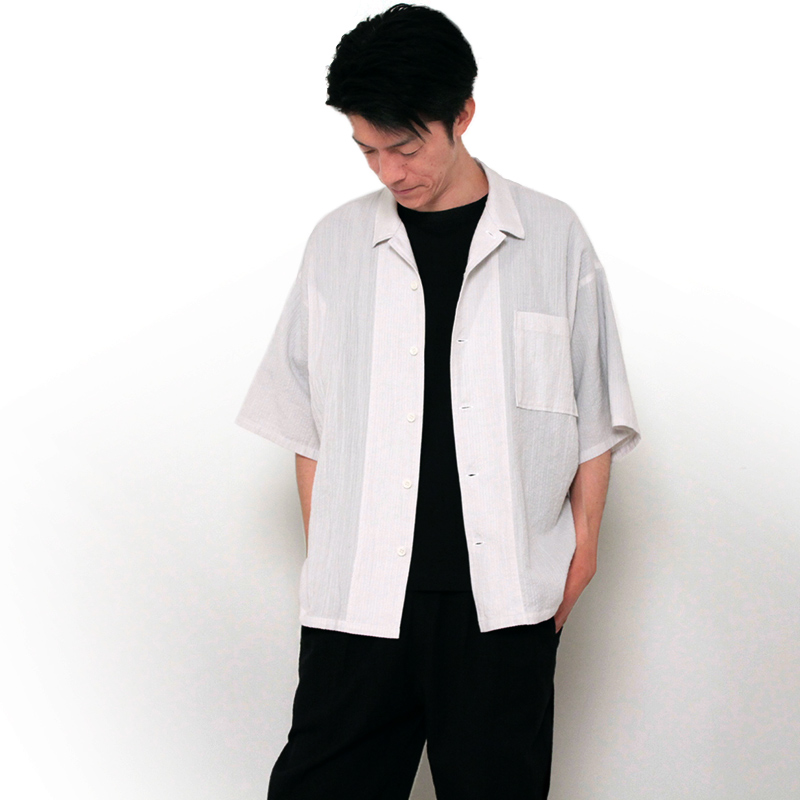 YAYA SHIJIRA OPEN COLLAR SHIRT ブラック/ネイビー/グリーン