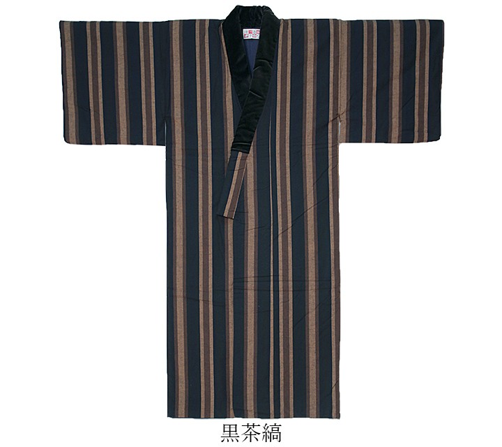 わた入れはんてん(袢天・半纏・丹前)　長丹前　黒茶縞