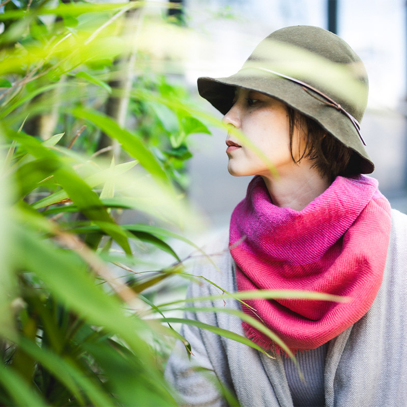 工房織座 NECKABLE WOOL FLARE SNOOD ウールフレアスヌード ローズ