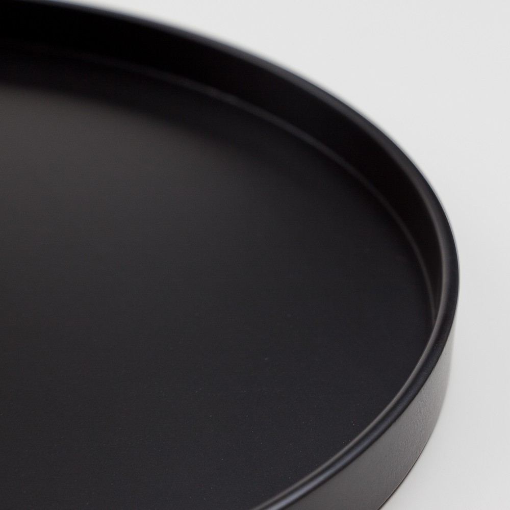 みよし漆器本舗 木製 尺寸 丸盆 30cm 黒 ブラック 無地 配膳盆