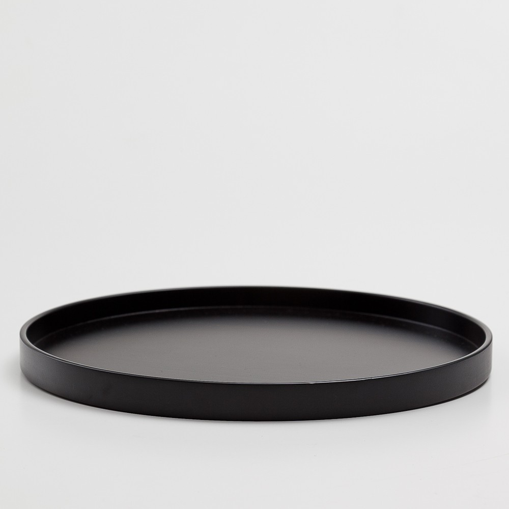 みよし漆器本舗 木製 尺寸 丸盆 30cm 黒 ブラック 無地 配膳盆