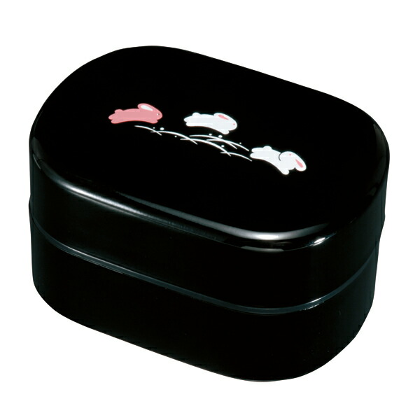 紀州塗り お弁当箱 二段 687ml 黒 うさぎ シール蓋 2段 和柄 高校生