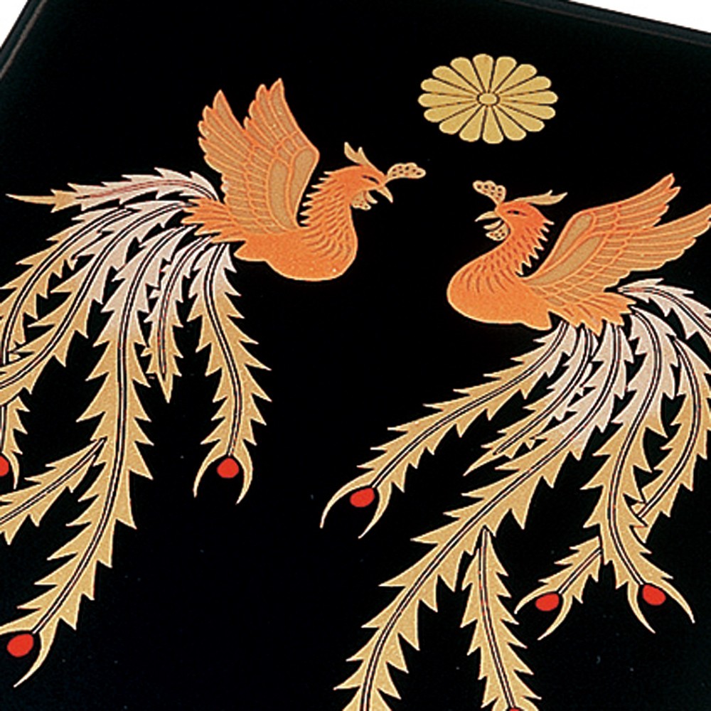 みよし漆器本舗 尺1寸 加伏文庫 黒 鳳凰（A4判） 書類入れ 蓋付き