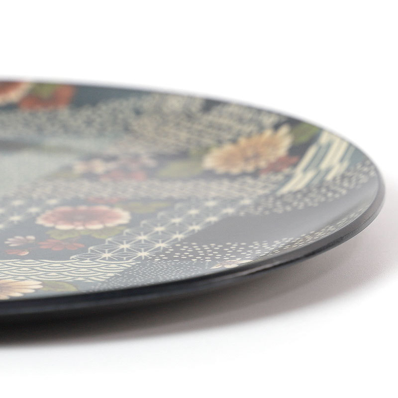 新品　未使用　おぼん　漆塗り　高級　レア　希少価値　匿名発送　送料無料　花柄 みよし漆器本舗 お盆 トレー 24cm 紀州塗り 皿型 丸盆 花菱 おしゃれ