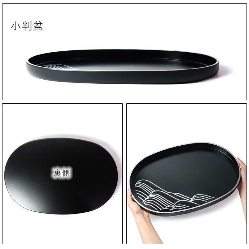 みよし漆器本舗 お盆 紀州漆器 小判盆 丸盆 MAKOTOjapan しろがね 45cm