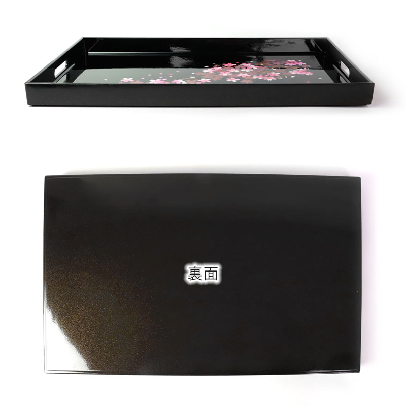みよし漆器本舗 お盆 紀州漆器 長手盆 雅桜 45cm 桜 サクラ さくら
