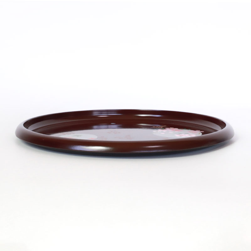 みよし漆器本舗 【クーポン有】 お盆 紀州塗り 信貴 丸盆 円華 24cm